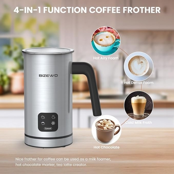 New Bizewo Milk Frother, 4 IN 1 Electric Milk Frother & Steamer Stainless Steel! - Picture 4 of 6